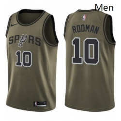 Mens Nike San Antonio Spurs 10 Dennis Rodman Swingman Green Salute to Service NBA Jersey