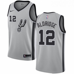 Mens Nike San Antonio Spurs 12 LaMarcus Aldridge Authentic Silver Alternate NBA Jersey Statement Edition