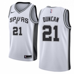 Mens Nike San Antonio Spurs 21 Tim Duncan Authentic White Home NBA Jersey Association Edition