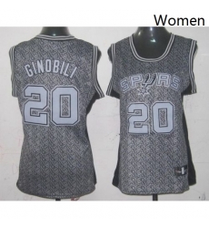 Womens Adidas San Antonio Spurs 20 Manu Ginobili Authentic Grey Static Fashion NBA Jersey