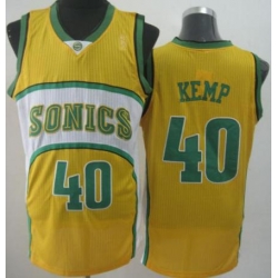 Seattle SuperSonics 40 Shawn Kemp Yellow Throwback Revolution 30 NBA Basketball Jerseys