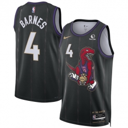 Men Toronto Raptors 4 Scottie Barnes Black 2024 25 City Edition Stitched Basketball Jersey