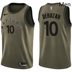 Mens Nike Toronto Raptors 10 DeMar DeRozan Swingman Green Salute to Service NBA Jersey