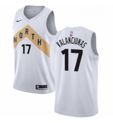 Mens Nike Toronto Raptors 17 Jonas Valanciunas Swingman White NBA Jersey City Edition