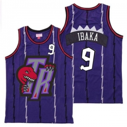 Raptors 9 Serge Ibaka Purple Big Gray TR Logo Retro Jersey