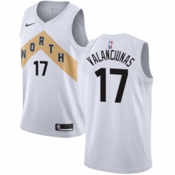 Womens Nike Toronto Raptors 17 Jonas Valanciunas Swingman White NBA Jersey City Edition