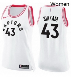 Womens Nike Toronto Raptors 43 Pascal Siakam Swingman WhitePink Fashion NBA Jersey