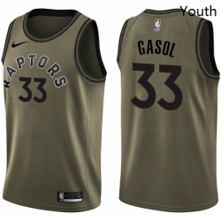 Youth Nike Toronto Raptors 33 Marc Gasol Green Salute to Service NBA Swingman Jersey 