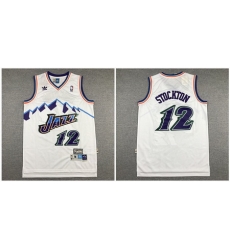 Jazz 12 John Stockton White Hardwood Classics Jersey