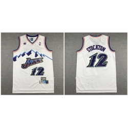 Jazz 12 John Stockton White Hardwood Classics Jersey