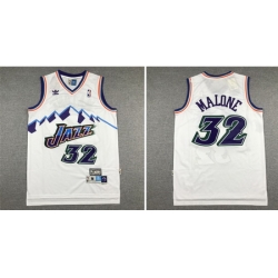 Jazz 32 Karl Malone White Hardwood Classics Jersey