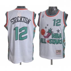 Mens Mitchell and Ness Utah Jazz 12 John Stockton Authentic White 1996 All Star Throwback NBA Jersey