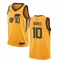 Mens Nike Utah Jazz 10 Alec Burks Swingman Gold NBA Jersey Statement Edition