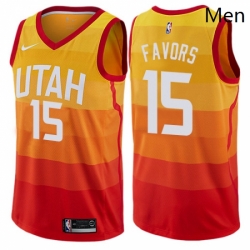 Mens Nike Utah Jazz 15 Derrick Favors Authentic Orange NBA Jersey City Edition