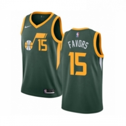 Mens Nike Utah Jazz 15 Derrick Favors Green Swingman Jersey Earned Edition