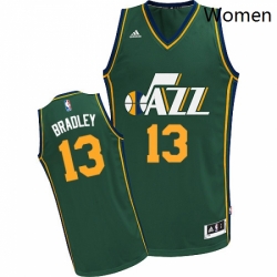 Womens Adidas Utah Jazz 13 Tony Bradley Swingman Green Alternate NBA Jersey 