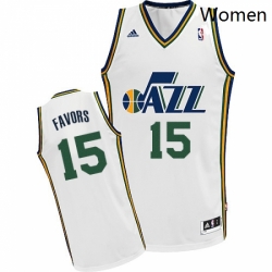 Womens Adidas Utah Jazz 15 Derrick Favors Swingman White Home NBA Jersey