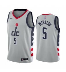 Men Nike Washington Wizards 5 Cassius Winston Gray NBA Swingman 2020 21 City Edition Jersey