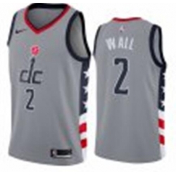 Men Nike Washington Wizards NBA John Wall City Grey Jersey