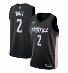 Mens Nike Washington Wizards 2 John Wall Swingman Black NBA Jersey City Edition