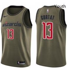 Youth Nike Washington Wizards 13 Marcin Gortat Swingman Green Salute to Service NBA Jersey