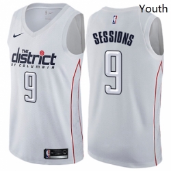 Youth Nike Washington Wizards 9 Ramon Sessions Swingman White NBA Jersey City Edition 