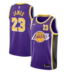 Lakers 23 Lebron James Purple Nike City Edition Number Swingman Jersey