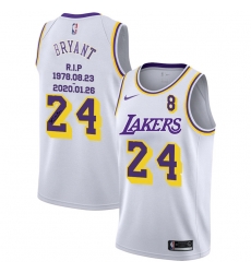 Lakers 24 Kobe Bryant White R I P Signature Swingman Jersey