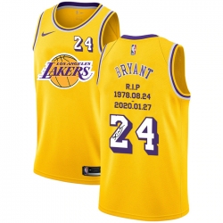 Lakers 24 Kobe Bryant Yellow R I P Signature Swingman Jersey