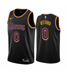 Men Los Angeles Lakers 0 Russell Westbrook Black NBA Swingman 2020 21 Earned Edition Jersey 52