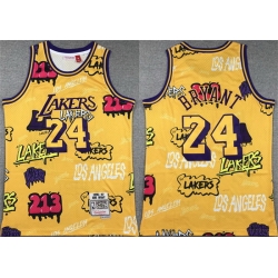 Men Los Angeles Lakers 24 Kobe Bryant Yellow 1996 97 Throwback Basketball Jersey