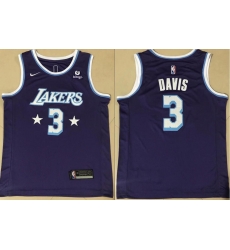 Men Los Angeles Lakers 3 Anthony Davis Bibigo Purple 75th Anniversary City Edition Stitched Jersey