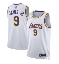 Men Los Angeles Lakers 9 Bronny James Jr  White 2024 Draft Association Edition Stitched Basketball Jersey
