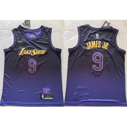 Men Los Angeles Lakers 9 Bronny James Purple 2024 City Edition Stitched Basketball Jersey