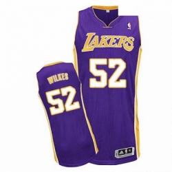 Mens Adidas Los Angeles Lakers 52 Jamaal Wilkes Authentic Purple Road NBA Jersey