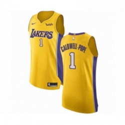 Mens Los Angeles Lakers 1 Kentavious Caldwell Pope Authentic Gold Home Basketball Jersey Icon Edition 