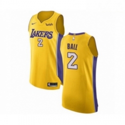 Mens Los Angeles Lakers 2 Lonzo Ball Authentic Gold Home Basketball Jersey Icon Edition