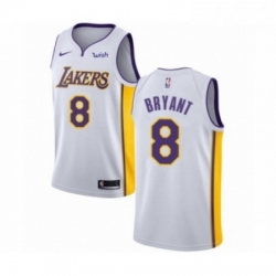 Mens Los Angeles Lakers 8 Kobe Bryant Authentic White Basketball Jersey Association Edition