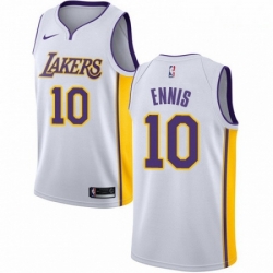 Mens Nike Los Angeles Lakers 10 Tyler Ennis Authentic White NBA Jersey Association Edition