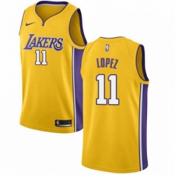 Mens Nike Los Angeles Lakers 11 Brook Lopez Swingman Gold Home NBA Jersey Icon Edition 