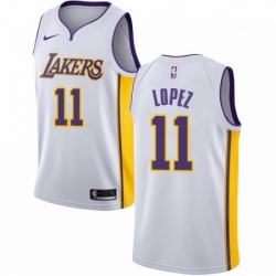 Mens Nike Los Angeles Lakers 11 Brook Lopez Swingman White NBA Jersey Association Edition 