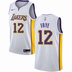 Mens Nike Los Angeles Lakers 12 Channing Frye Swingman White NBA Jersey Association Edition 