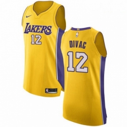 Mens Nike Los Angeles Lakers 12 Vlade Divac Authentic Gold Home NBA Jersey Icon Edition