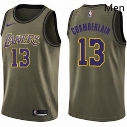 Mens Nike Los Angeles Lakers 13 Wilt Chamberlain Swingman Green Salute to Service NBA Jersey