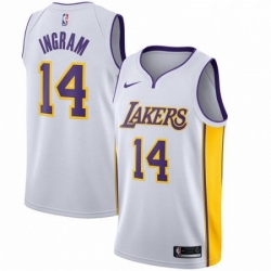 Mens Nike Los Angeles Lakers 14 Brandon Ingram Swingman White NBA Jersey Association Edition