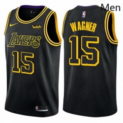 Mens Nike Los Angeles Lakers 15 Moritz Wagner Swingman Black City Edition NBA Jersey 