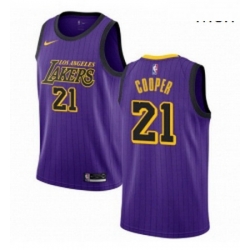 Mens Nike Los Angeles Lakers 21 Michael Cooper Swingman Purple NBA Jersey City Edition