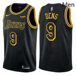 Mens Nike Los Angeles Lakers 9 Luol Deng Authentic Black City Edition NBA Jersey 