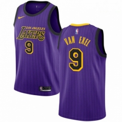 Mens Nike Los Angeles Lakers 9 Nick Van Exel Swingman Purple NBA Jersey City Edition 