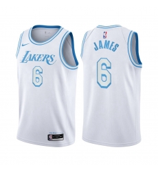 Women Nike Los Angeles Lakers 6 LeBron James White Women NBA Swingman 2020 21 City Edition Jersey